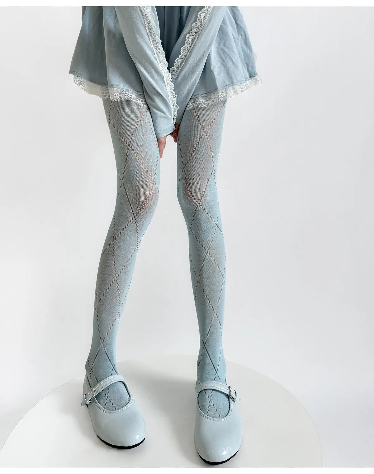 Retro Plaid Fishnet Pantyhose — Hollow Mesh Tights & Lingerie Hosiery