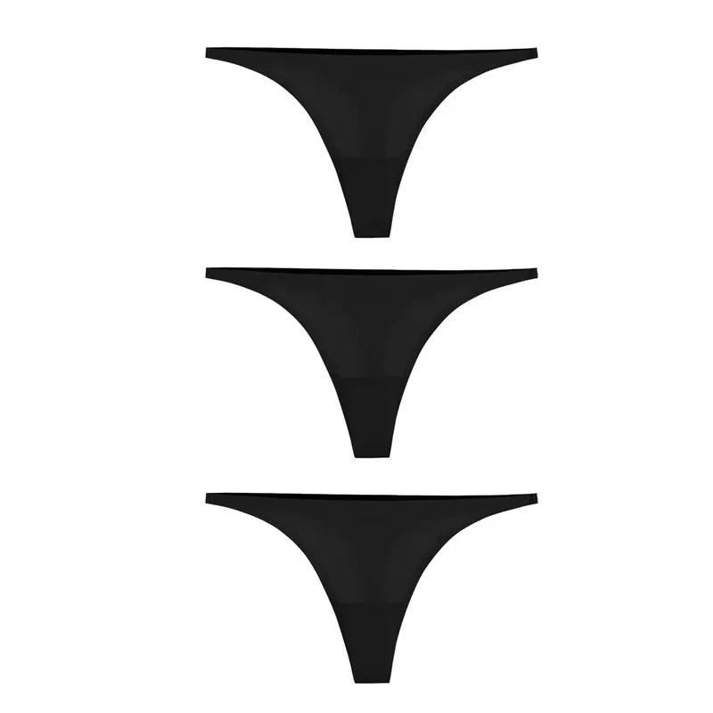 1/2/3/4/5pcs Sexy Panties Seamless Underwear For Women Ice Silk Strings Thin Waistband Thong Panties Woman Solid Mujer Tback