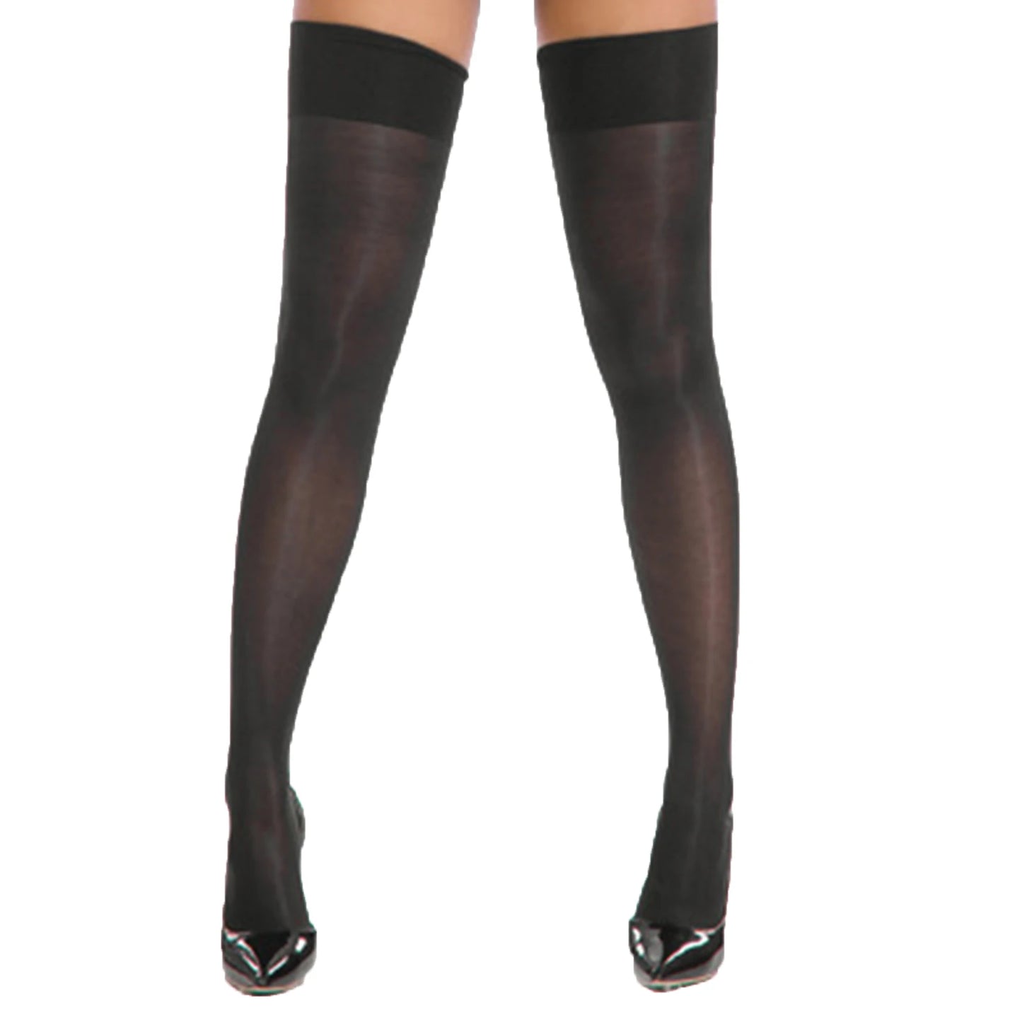 Glossy Sheer Thigh-High Stockings — Stretchy Over-Knee Hosiery