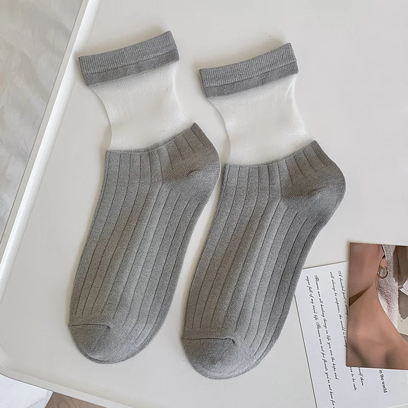 Sheer Crew Socks for Women — Thin, Breathable & Soft in 4 Colours
