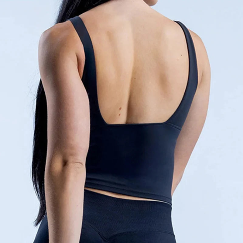 Backless Tank Top — Push-Up Sport Bra & Running Vest