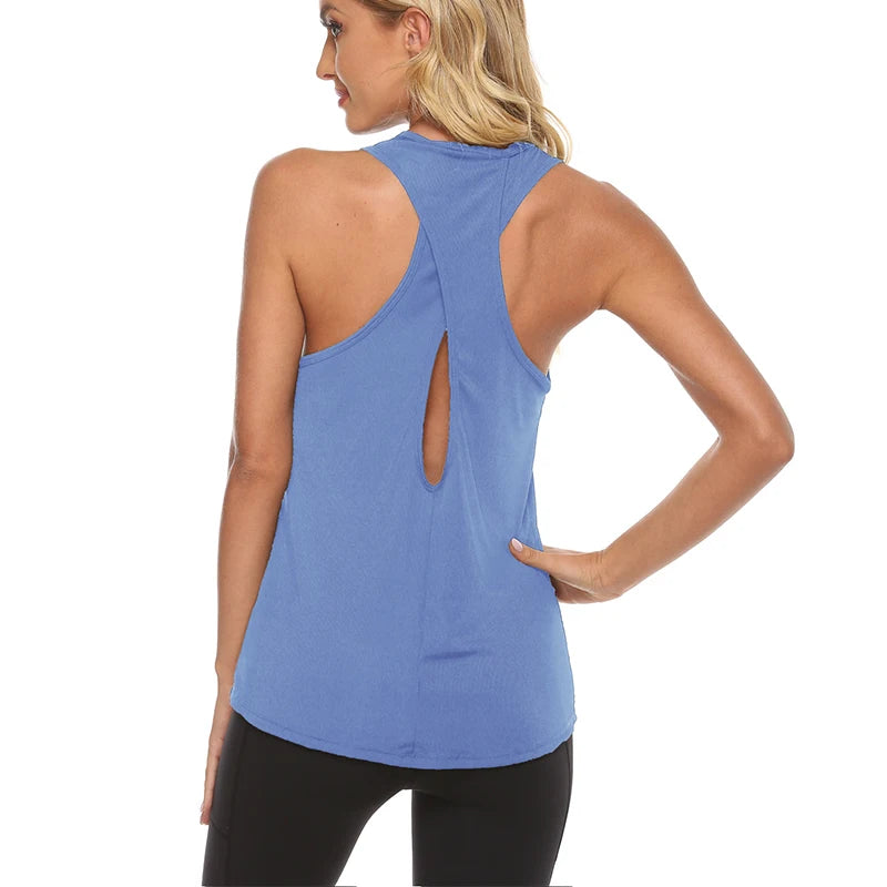 Open Back Yoga Tank Top — Sleeveless Stretch Fitness Vest