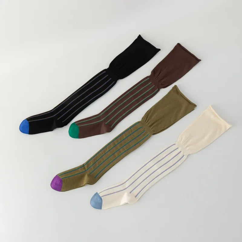 Striped Knee-High Stockings — Soft Skin-Friendly Fashion Socks
