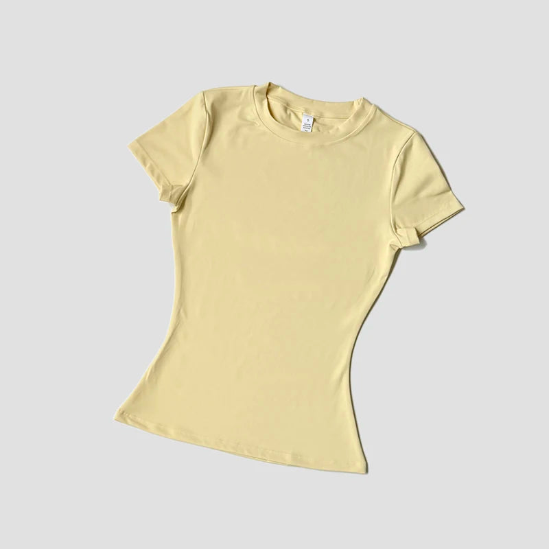 Seamless Short Sleeve Yoga Top — Gym & Running T-Shirt