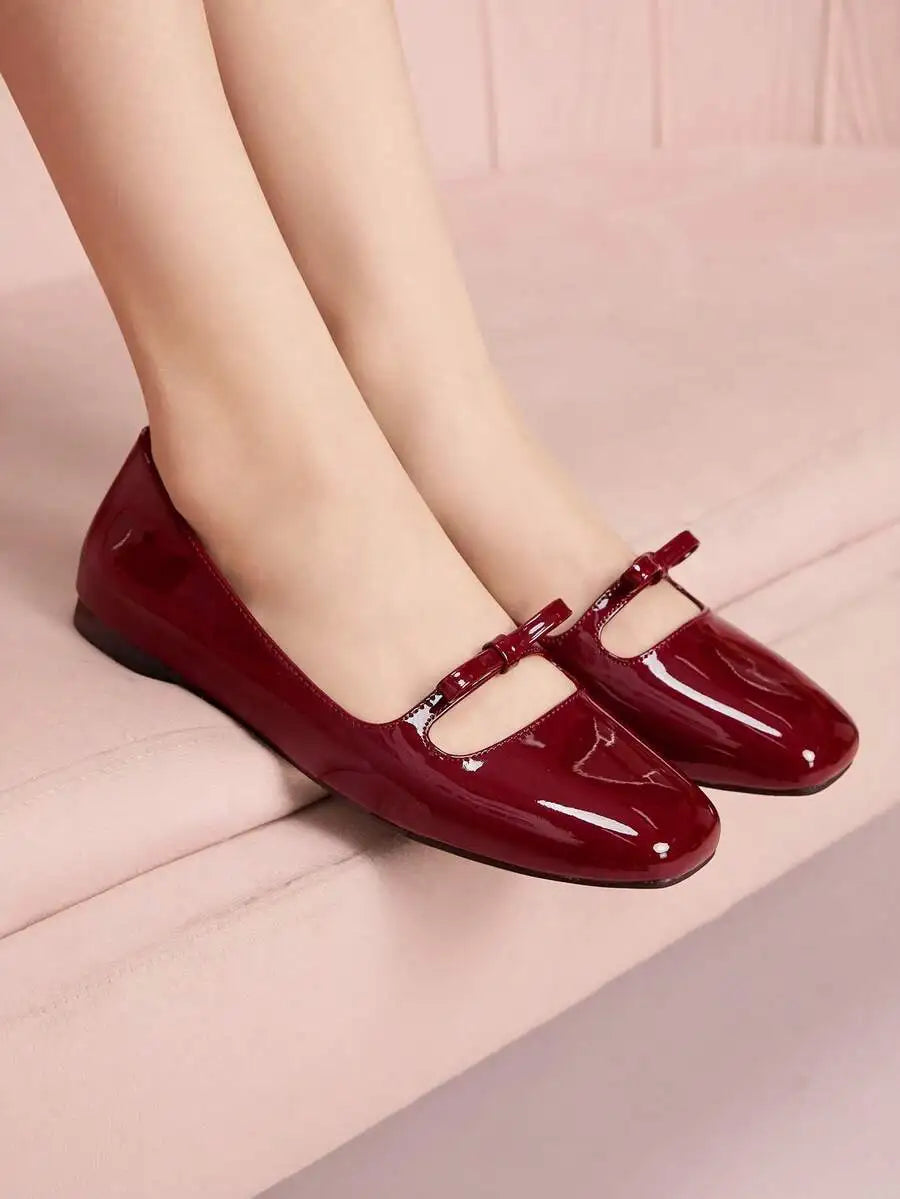 Women's Bow Ballerina Flats – Round Toe Slip-On Mary Jane Shoes for Casual, Commute & Party