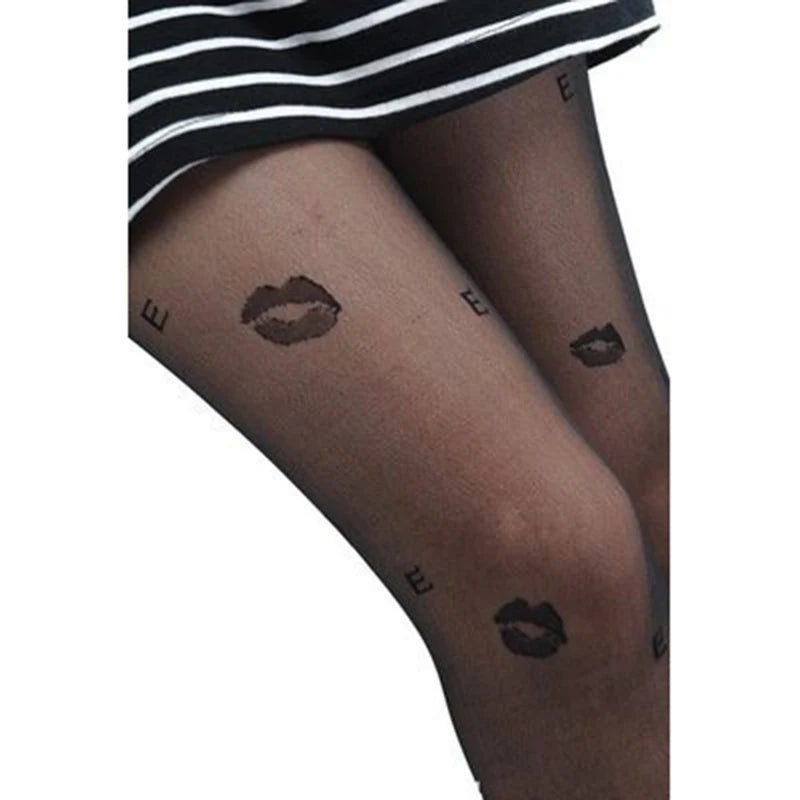 Sexy Tights Classic Polka Dot Printed Silk Stockings Thin Vintage Faux Tattoo Sheer Pantyhose Female Elastic Hosiery Leggings