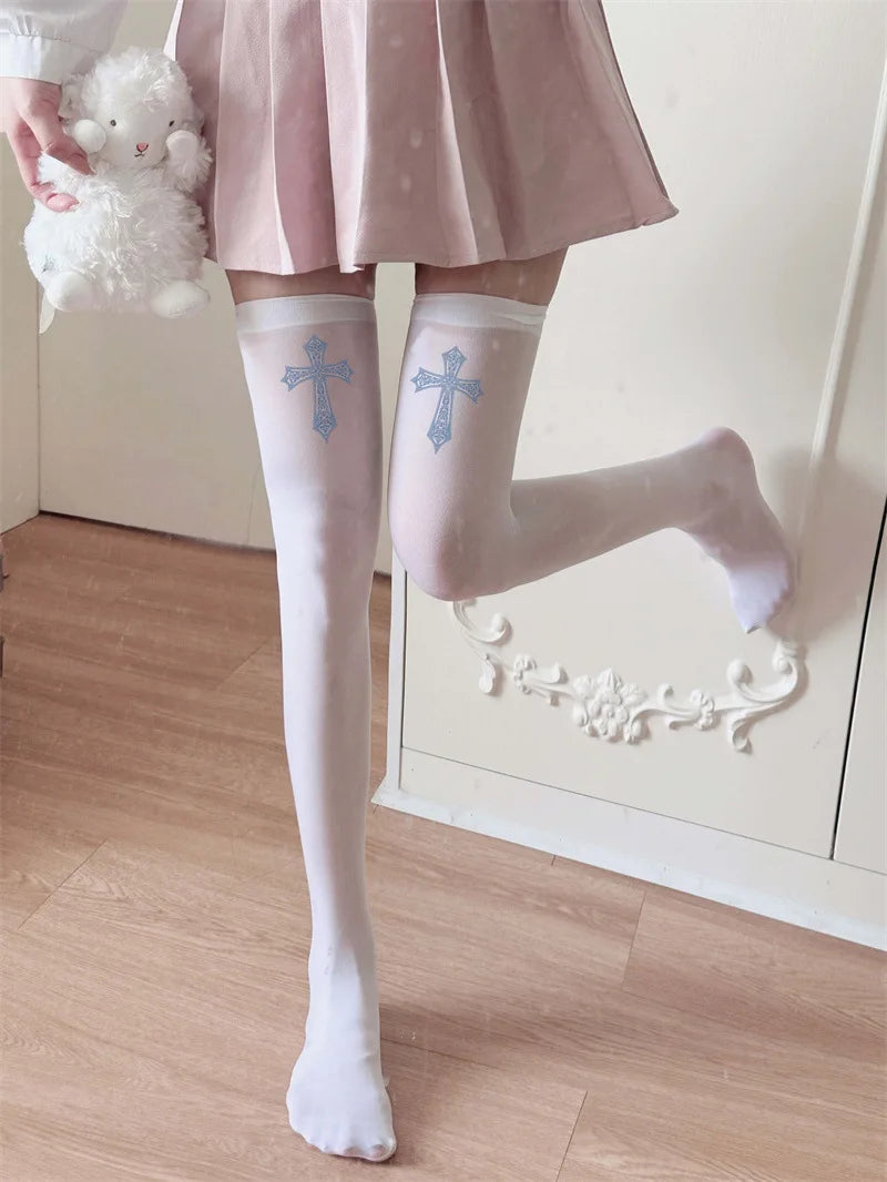 Kawaii Silk Velvet Thigh High Socks — Lolita Japanese Style Stockings