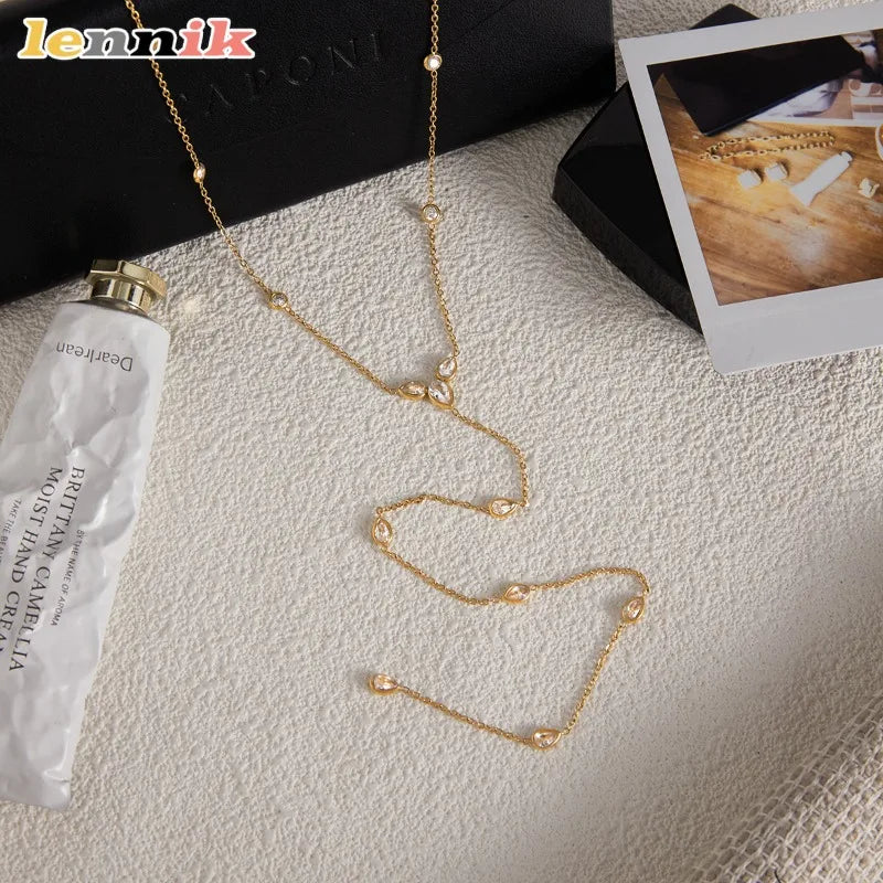 Y-Necklace, Titanium Steel Long Chain , Tarnish-Proof Stainless Steel, Light Luxury Women's Jewelry , European Style New Arrival
