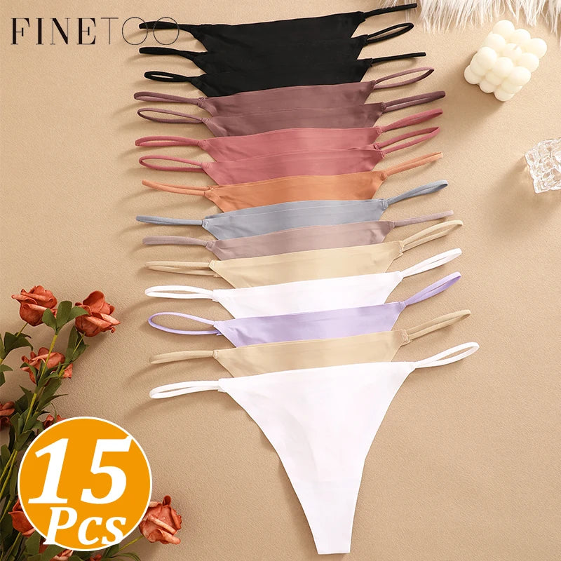 Women's Ice Silk Thong Panties – 15-Pack | Seamless Low-Rise G-String Underwear