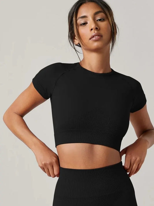 Seamless Short Sleeve Yoga Shirt — Gym & Active Wear Top