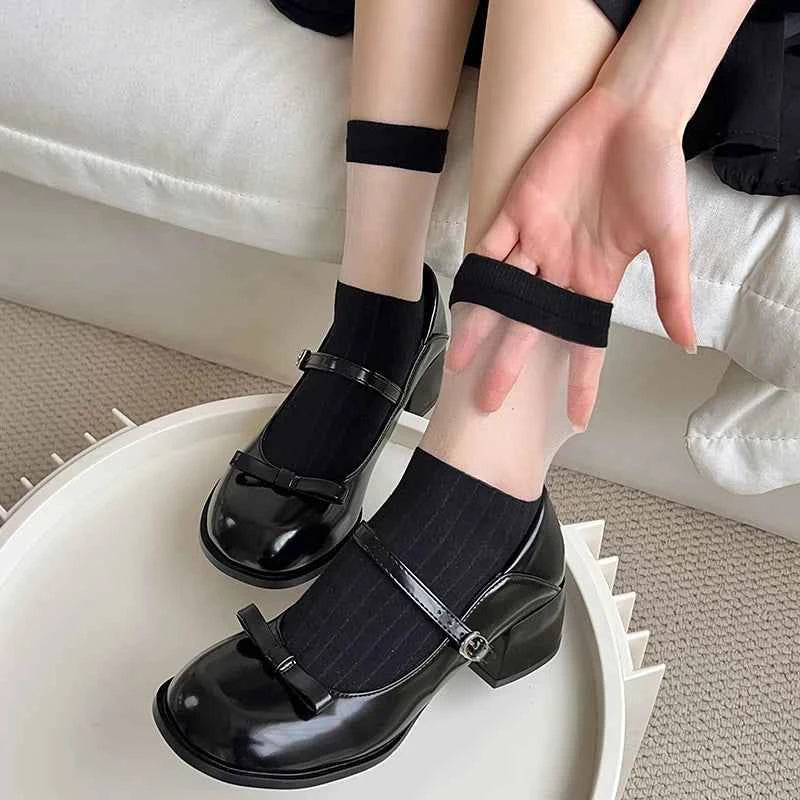 Sheer Crew Socks for Women — Thin, Breathable & Soft in 4 Colours