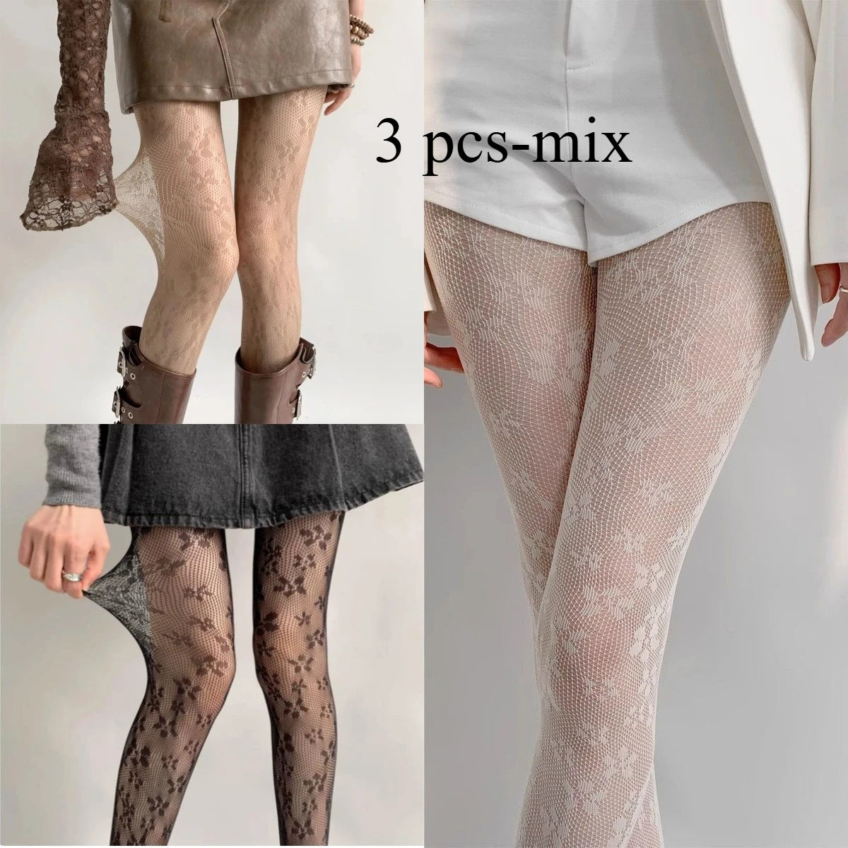 Women's Floral Fishnet Pantyhose – Hollow Mesh Tights & Lace Stockings