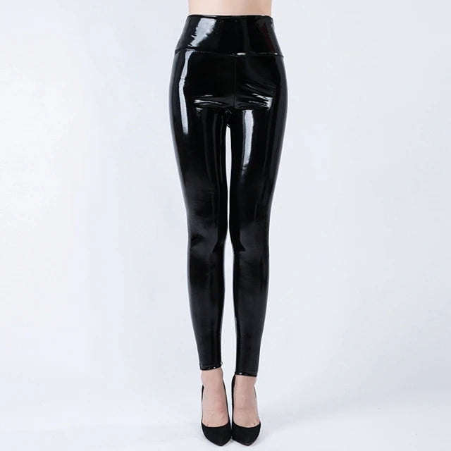 High-Waist Faux Leather Pencil Pants – Slim Fit Bodycon Trousers for Women
