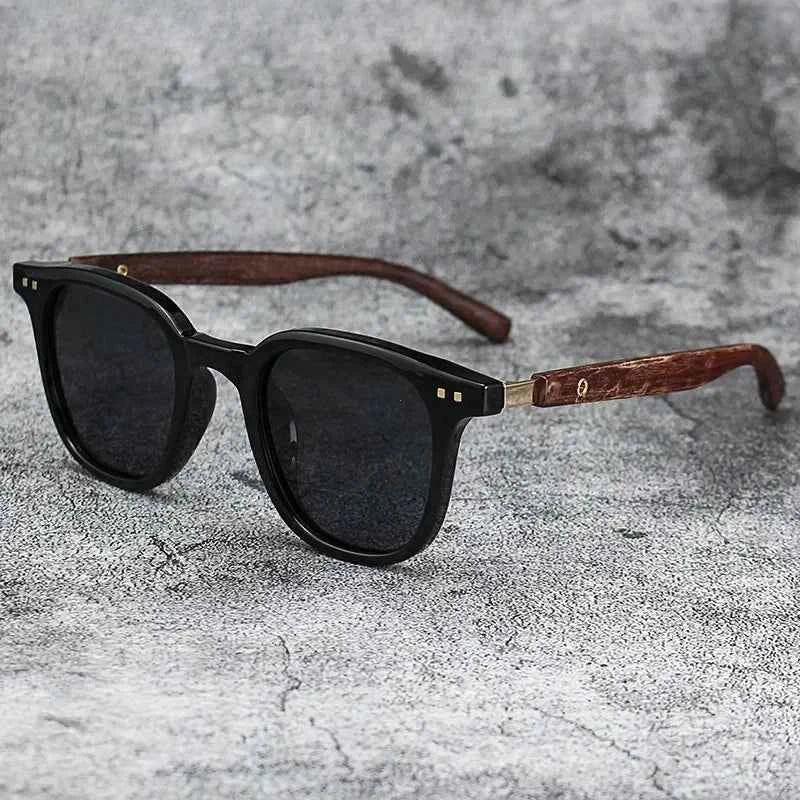 Sunglasses for Men Women Trendy Retro Wood Grain Polarized UV Protection Eyewear Cycling Outdoor Street Photography Sunglasses
