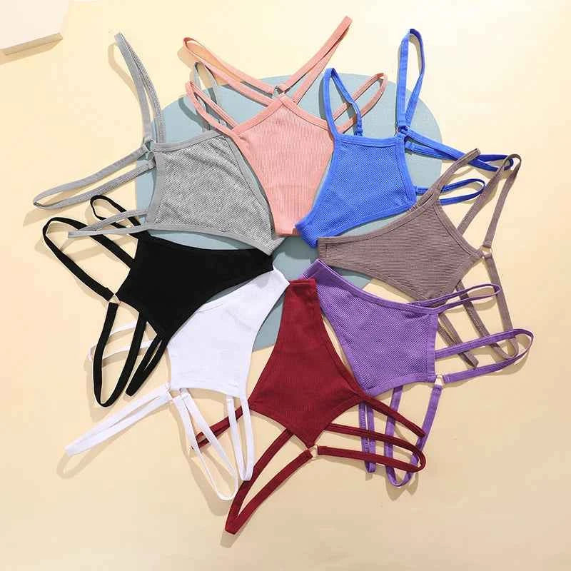 8-Pack Women's Strappy Ribbed Thongs | Low-Rise G-String Panties Set