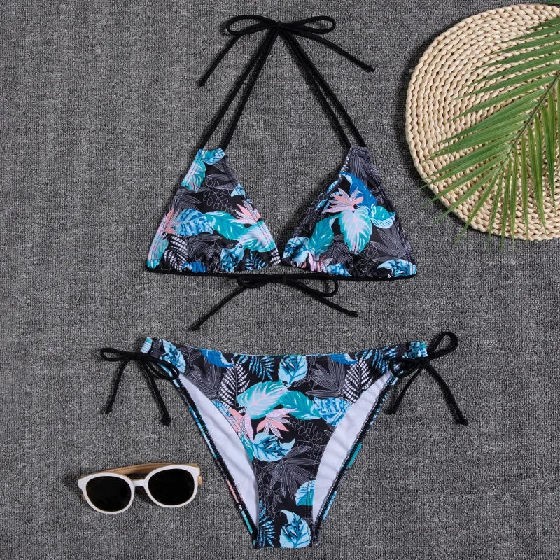 2022 New Swimwear Woman Sexy Push Up Bikini Set Swimsuit Women Print Floral Beachwear Biquini Two Piece Bathing Suit