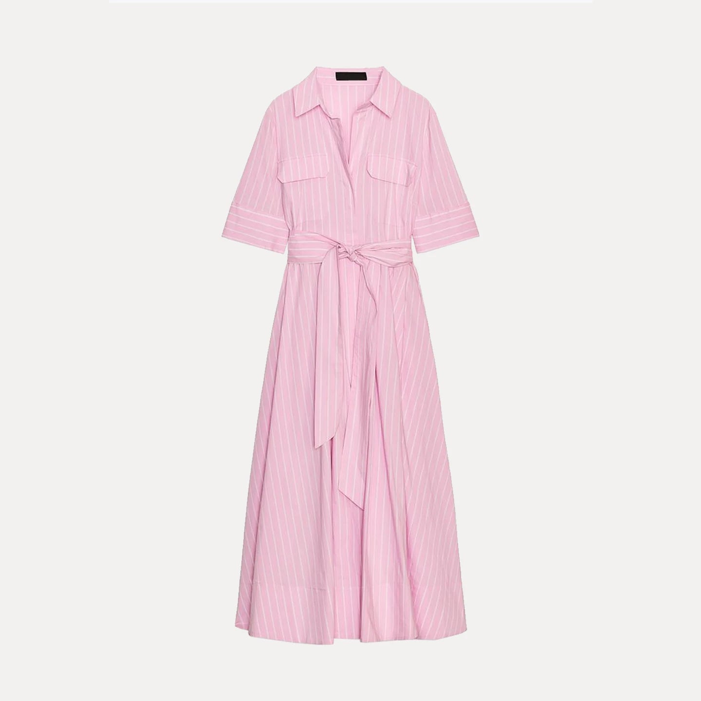 Casual Shirt Dress Women's Versatile Summer New Style Summer 2025 Chiffon High Waist A-Line Skirt Short Sleeve Loose Fit Sing...