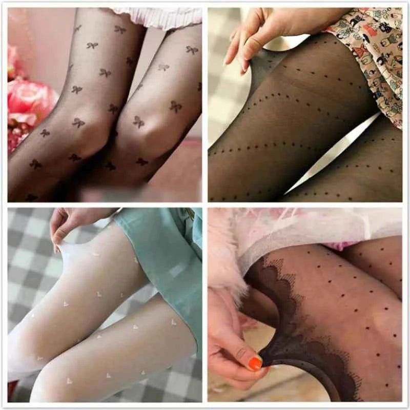 Sexy Tights Classic Polka Dot Printed Silk Stockings Thin Vintage Faux Tattoo Sheer Pantyhose Female Elastic Hosiery Leggings