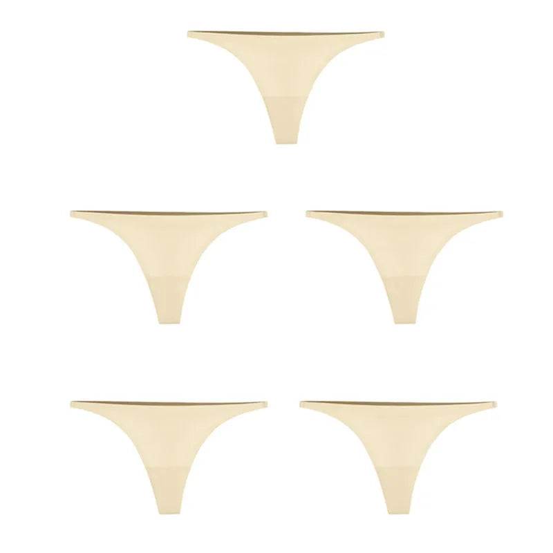 1/2/3/4/5pcs Sexy Panties Seamless Underwear For Women Ice Silk Strings Thin Waistband Thong Panties Woman Solid Mujer Tback
