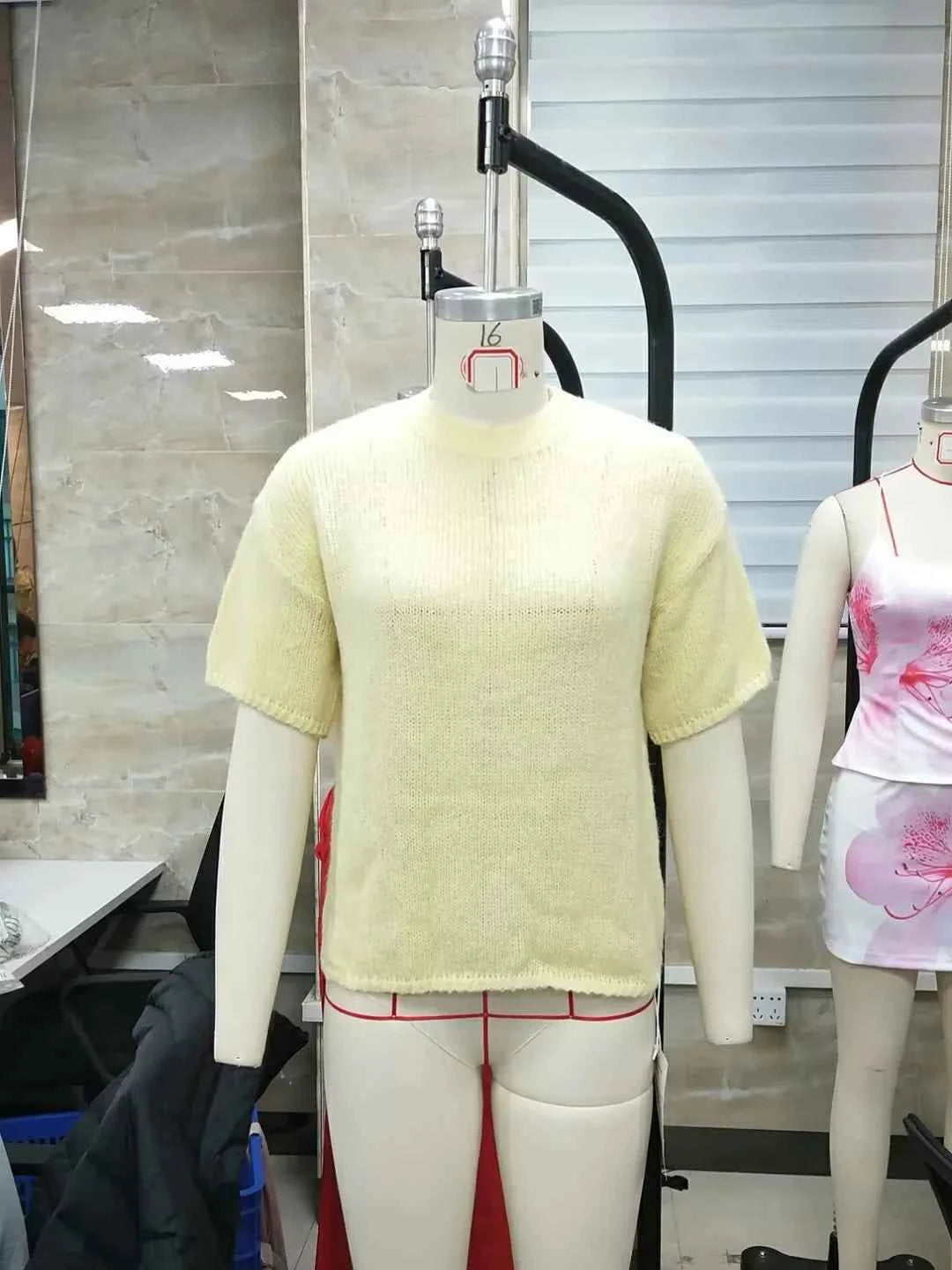 Women Spring Autumn Knit Sweaters Half Sleeve O Neck Solid Color Casual Knitwear jumper