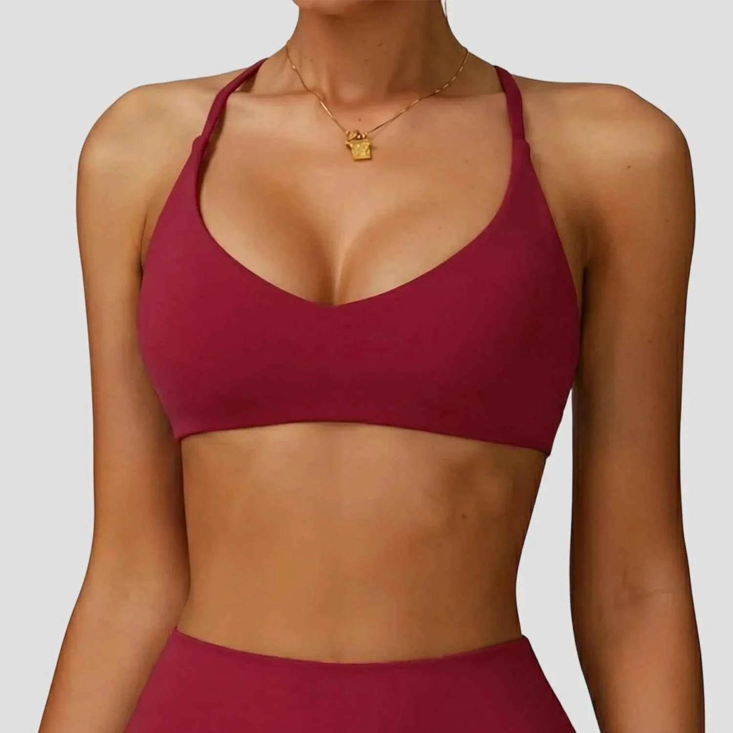 Sports Bra High  Support Women Gym Underwear Push-up Back Cross Yoga Crop Top Running Workout Fitness Pilates Solid Color