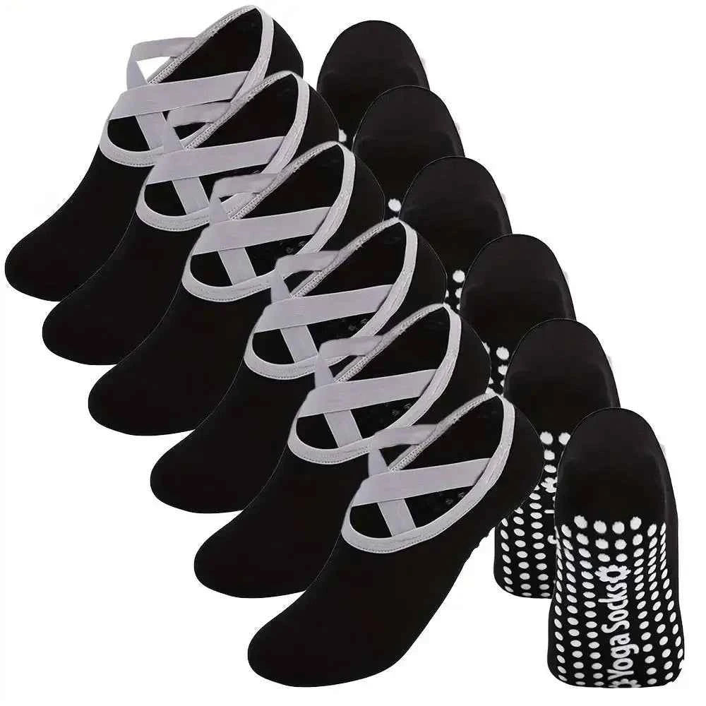 6 Pairs of Comfortable Yoga Socks - Women's Short Boat Socks for Pilates, Fitness, Dance, and Indoor Activities - Silicone Ant