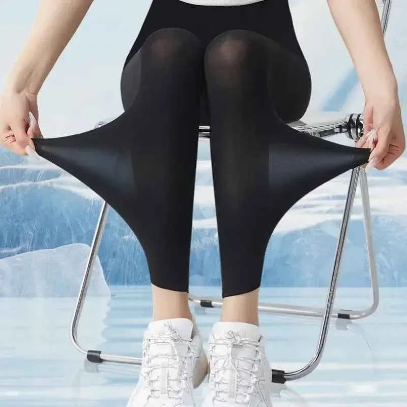 Women's Ice Silk High-Waist Leggings | Tummy Control, Butt Lift & UPF 50+ Sun Protection