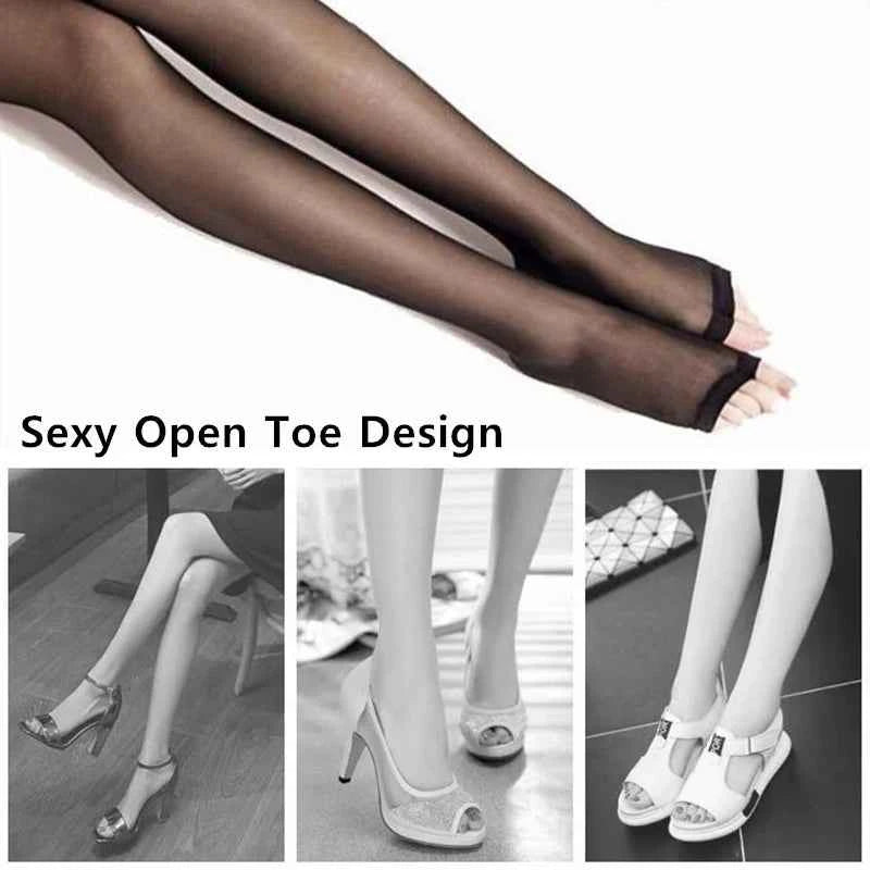 Open Toe Sheer Pantyhose for Women — Thin, Transparent & Silky Smooth