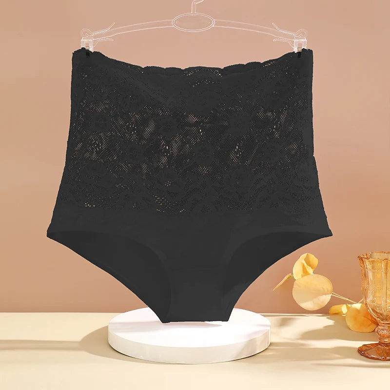 FINETOO 6-Pack Women's High Waist Lace Briefs – Soft Cotton Floral Hipster Underwear S-2XL
