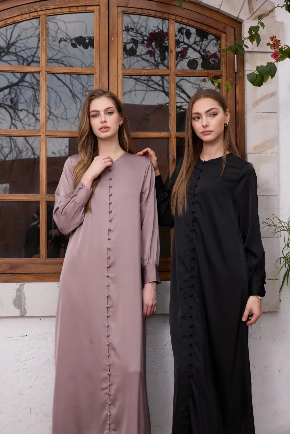 Satin Button Dress — Lightweight Comfortable Dressy Women’s Wear