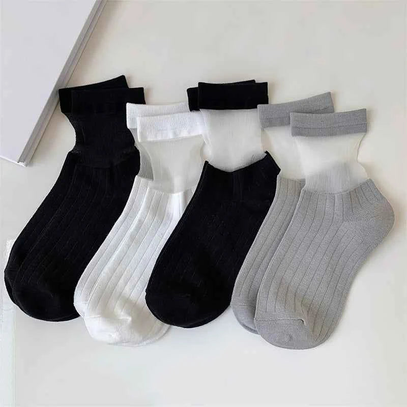 Sheer Crew Socks for Women — Thin, Breathable & Soft in 4 Colours