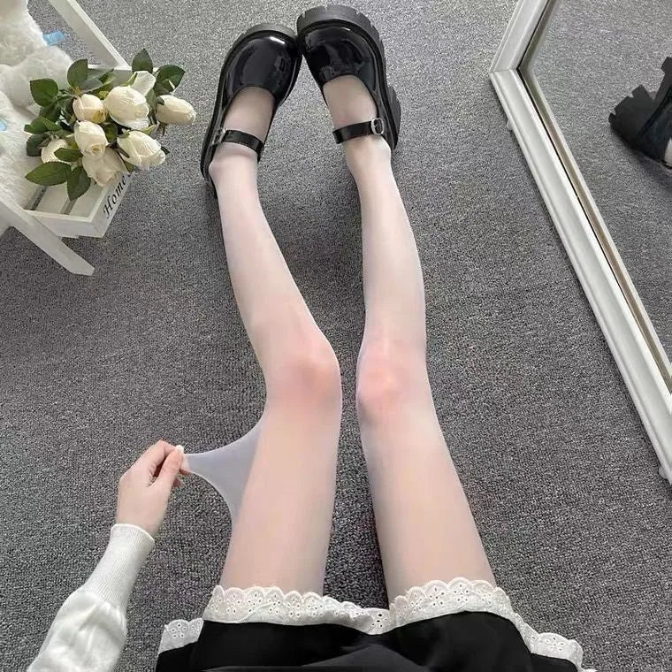 Sexy Tights Classic Polka Dot Printed Silk Stockings Thin Vintage Faux Tattoo Sheer Pantyhose Female Elastic Hosiery Leggings