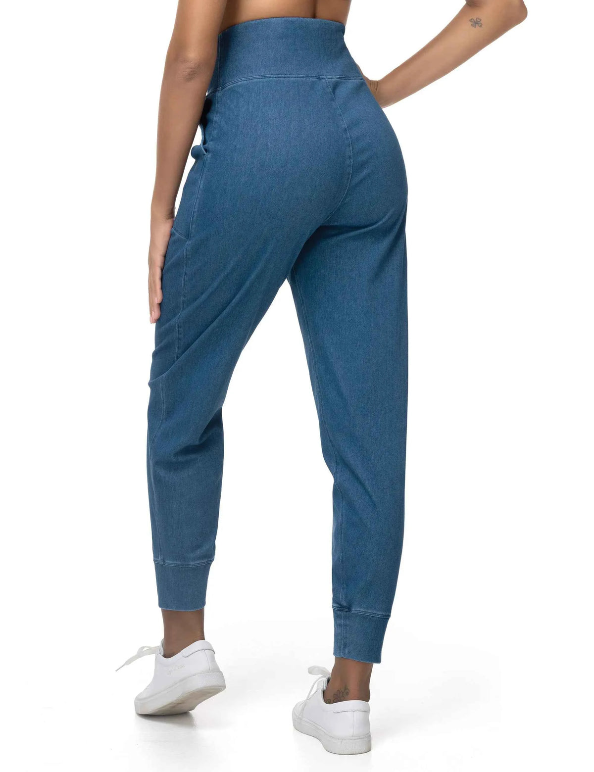 Women's High-Waist Denim Joggers | Stretchy Tapered Jeggings with Pockets