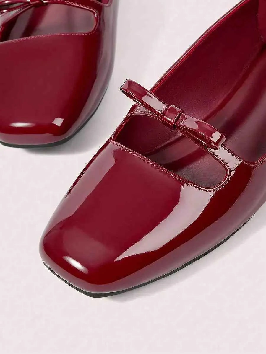 Women's Bow Ballerina Flats – Round Toe Slip-On Mary Jane Shoes for Casual, Commute & Party