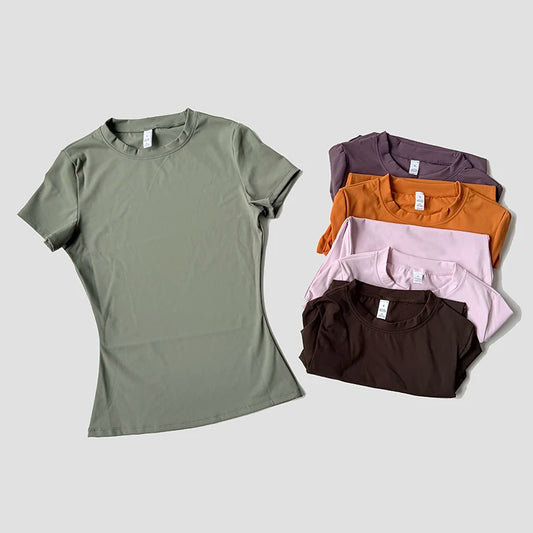 Seamless Short Sleeve Yoga Top — Gym & Running T-Shirt