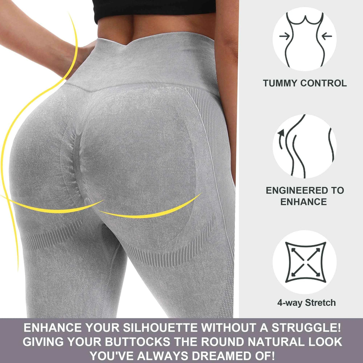 2-Pack Women's High Waist Butt Lifting Seamless Yoga Leggings – Tummy Control, All-Season