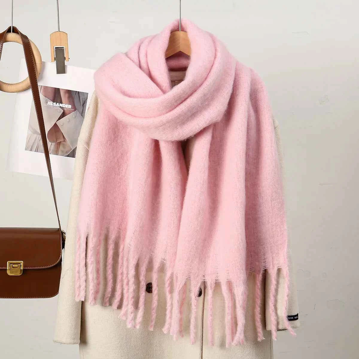 Winter Scarf for Women Cashmere Warm Solid Pashmina Blanket Wraps Female Thick Soft Tassel Shawl Long Poncho Echarpe 245*40cm