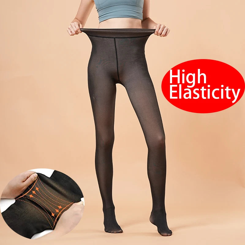 Thermal Fleece Pantyhose — High Waist Warm Translucent Tights