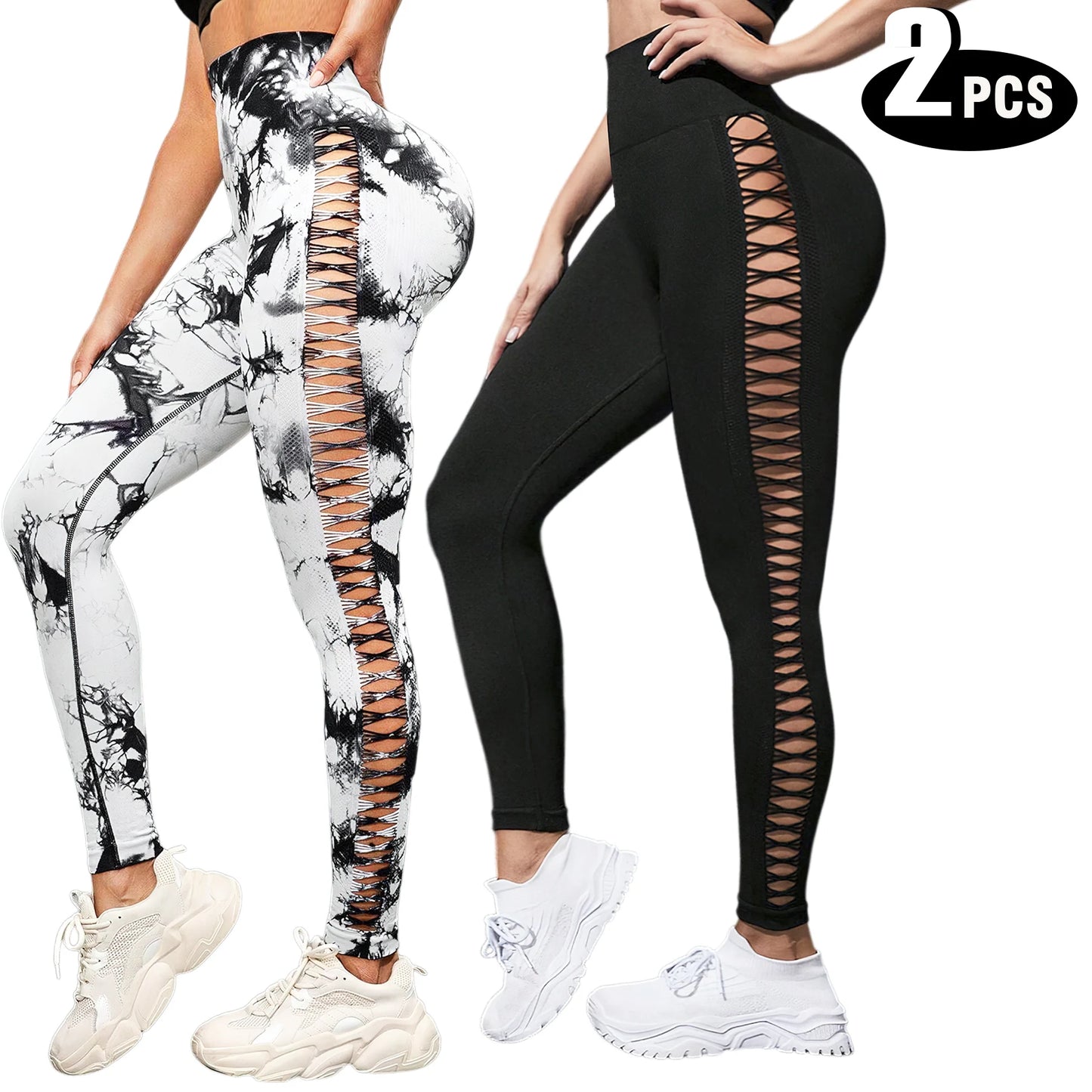 2-Pack Women's High Waist Butt Lifting Seamless Yoga Leggings – Tummy Control, All-Season