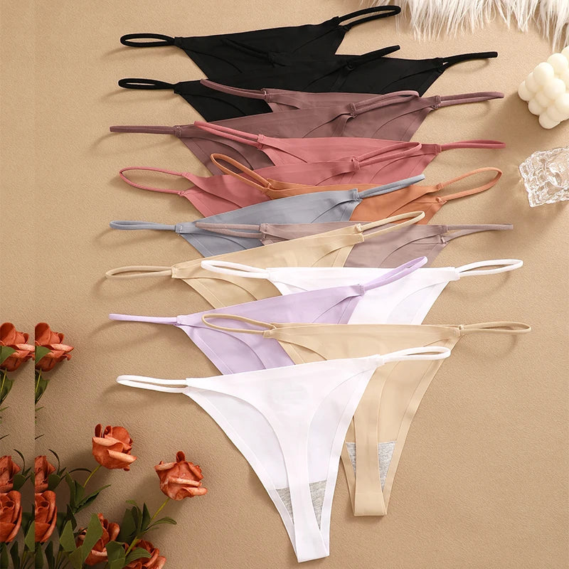 Women's Ice Silk Thong Panties – 15-Pack | Seamless Low-Rise G-String Underwear
