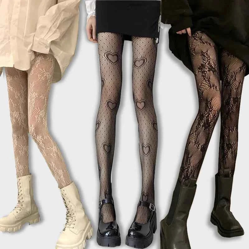 Women's Patterned Fishnet Pantyhose – Lace, Mesh & Jacquard Tights