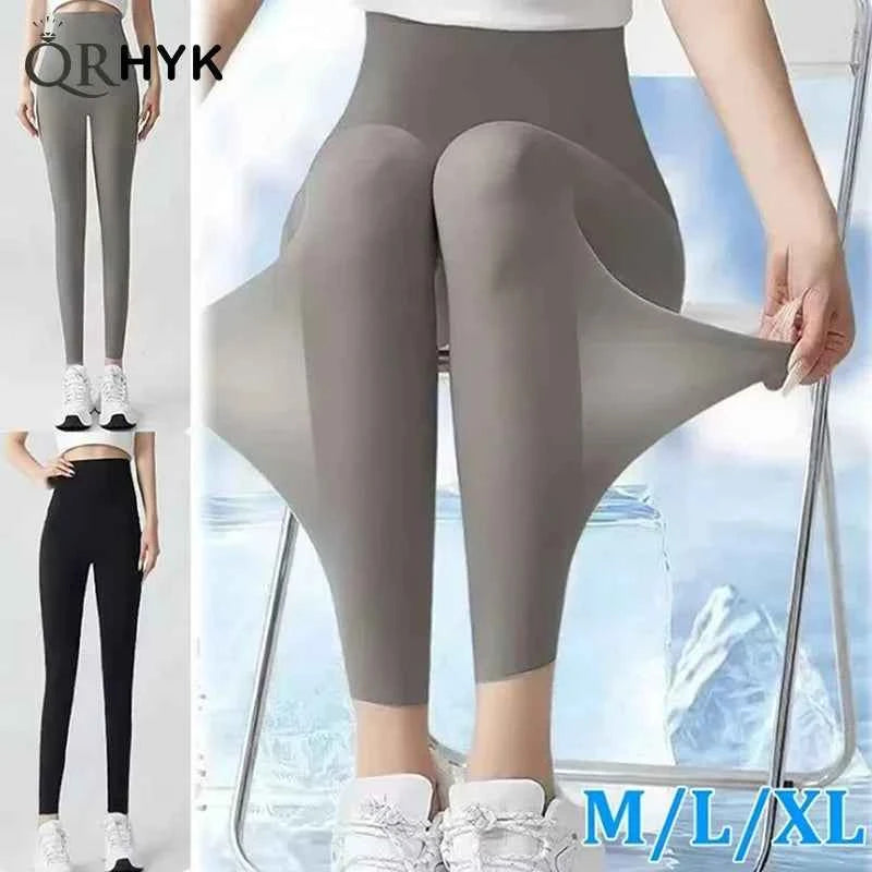Thin Summer Women's Legging Outer Wear Silky Sunscreen Cool Feeling High Waist Yoga Pants Elastic Skinny Trousers
