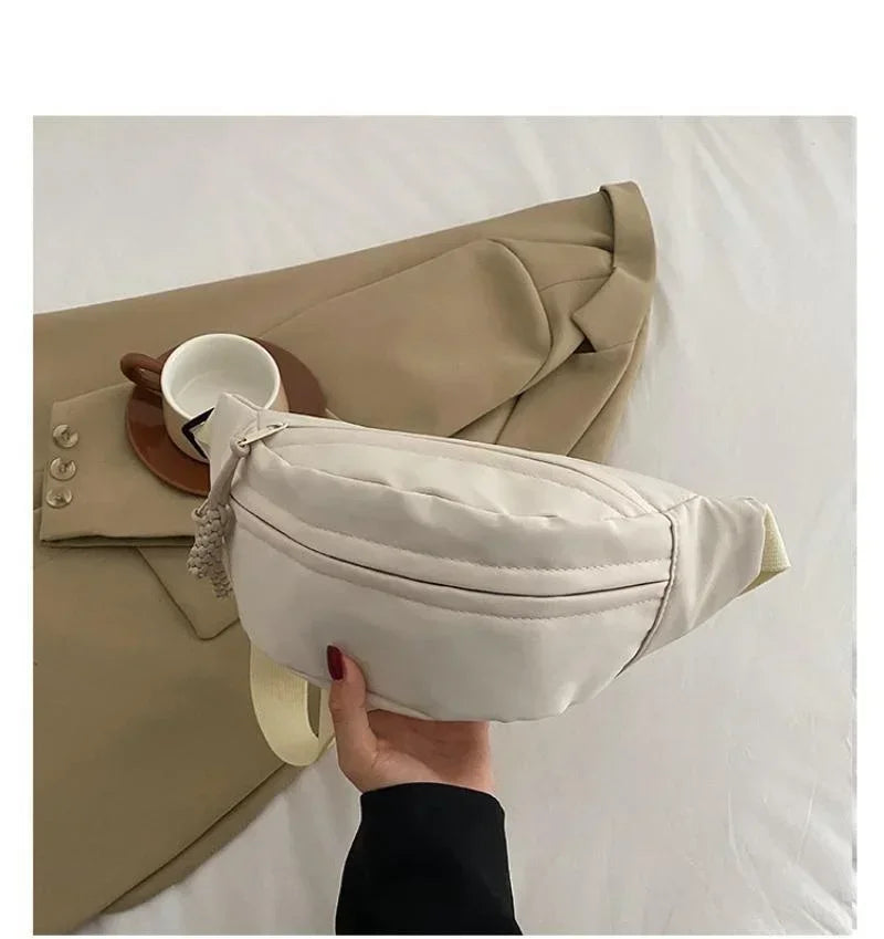 Women's Chest Bag Canvas Crossbody Bag Solid Color Women Sling Waist Pack Versatile Sports Solid Color Waterproof Hiking Bags