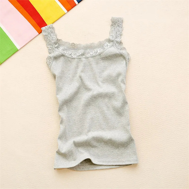 Women's Lace Cami Tank Top | Y2K Cropped Camisole | V-Neck Knit Sleeveless Top