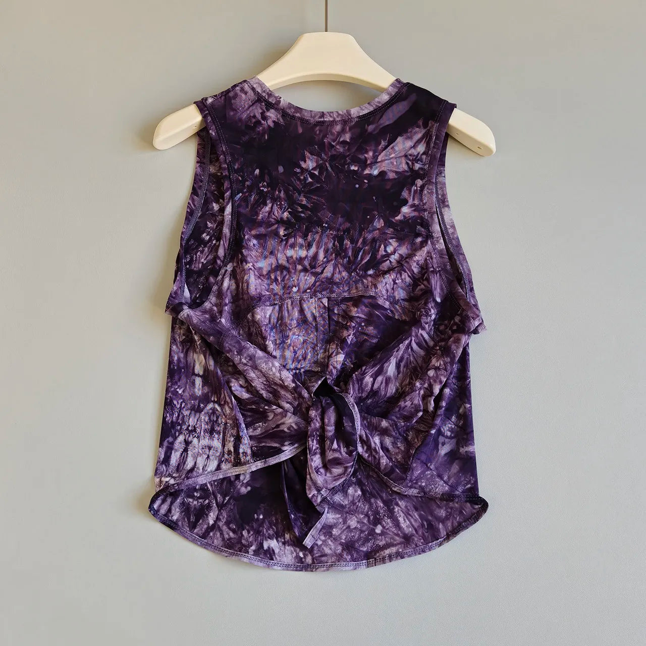 Tie-Dye Mesh Sleeveless Yoga Top — Breathable Running T-Shirt