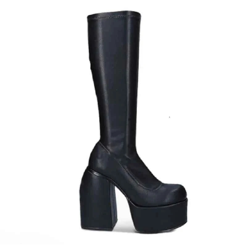Boots for Women 2026 Knee High Shoes on Platform Heels Punk Style Autumn Winter Chunky Gothic Plus Size Sexy Pole Dance Luxury