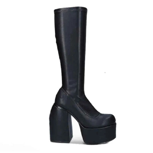 Boots for Women 2026 Knee High Shoes on Platform Heels Punk Style Autumn Winter Chunky Gothic Plus Size Sexy Pole Dance Luxury