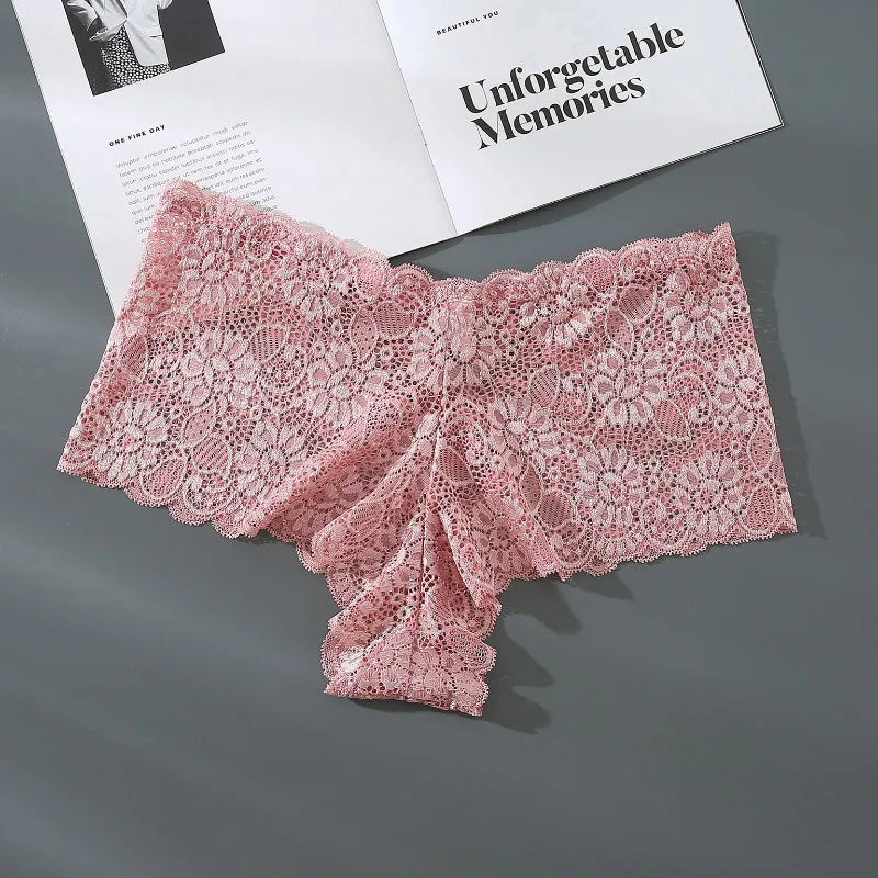 Sexy Lace Mid Rise Breathable Panties Summer Comfort Women Lingerie Elastic Comfortable Underwear Solid Color Casual Home Briefs