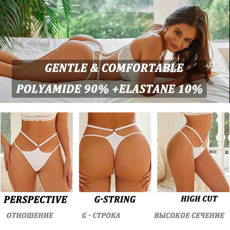 8-Pack Women's Strappy Ribbed Thongs | Low-Rise G-String Panties Set