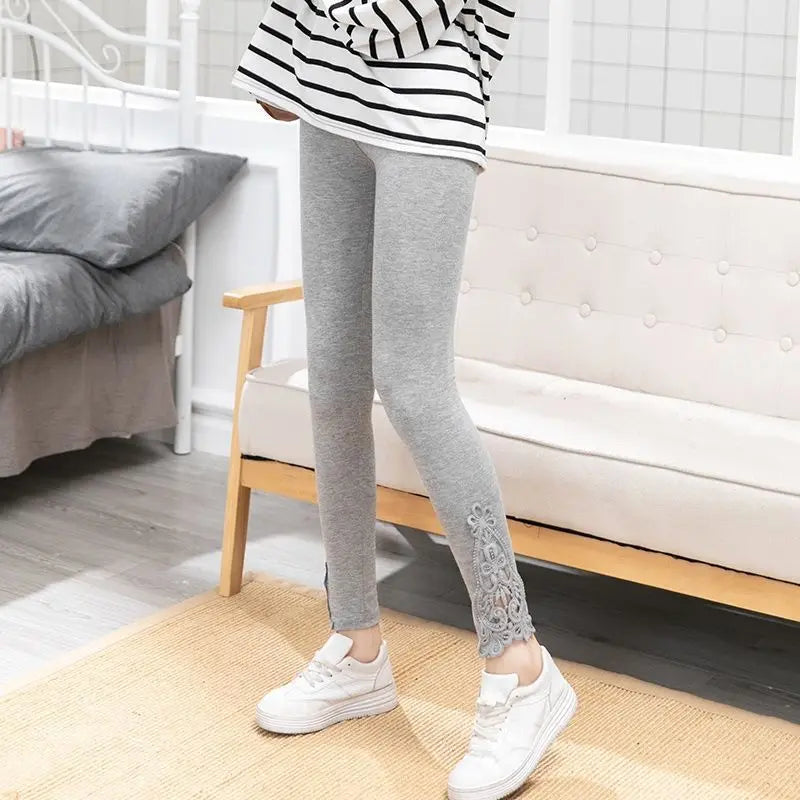 Women's High-Waist Contrast Lace Skinny Leggings